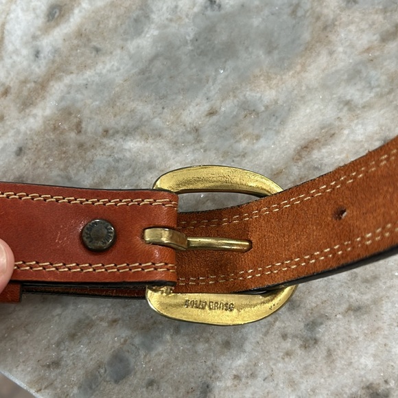 Leegin Men’s Leather Belt 32 with solid brass buckle brown - Picture 5 of 16